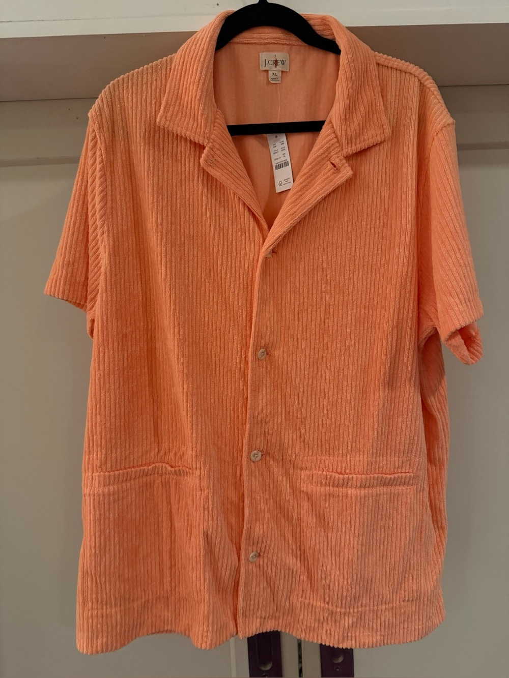 J. Crew Peach Short-Sleeve Terry Camp Collar Resort Shirt NWT